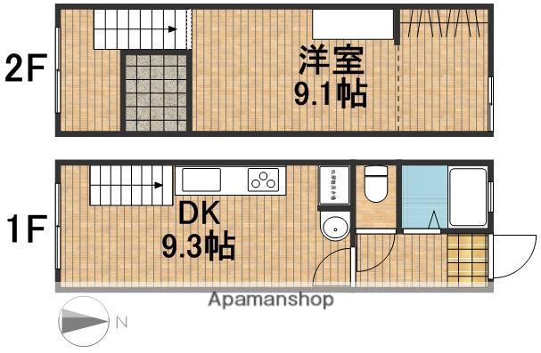 スカイライト助信(1LDK)の間取り写真