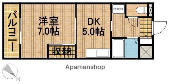 グランテット(1DK/2階)の間取り写真