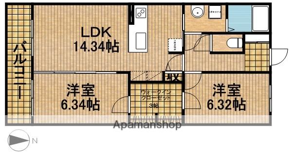 グランストーク富丘(2SLDK/2階)の間取り写真