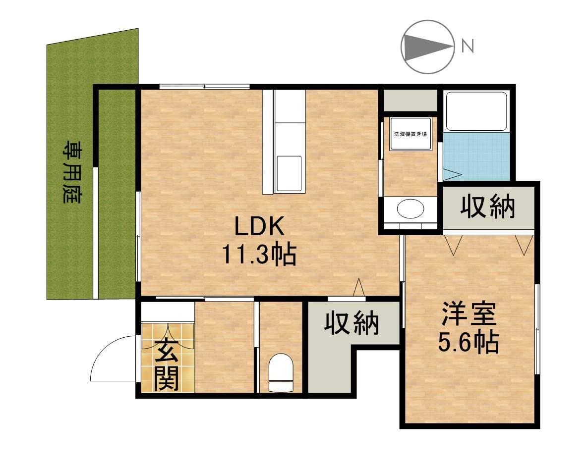 フルール(1LDK/1階)の間取り写真