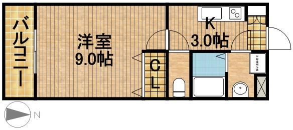 ウィステリアコート(1K/3階)の間取り写真