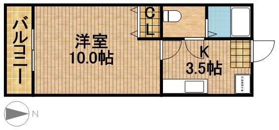 ネアロス(1K/1階)の間取り写真