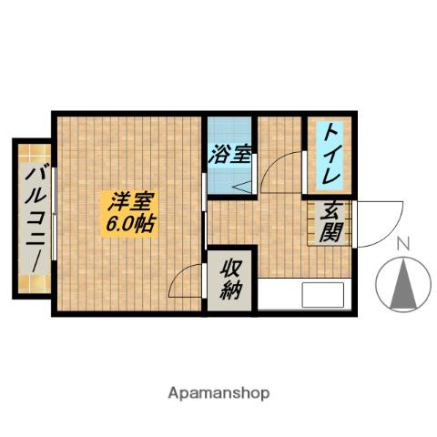 コーポスルガ台(1K/1階)の間取り写真