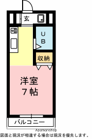 和地山エステートピア(ワンルーム/2階)の間取り写真