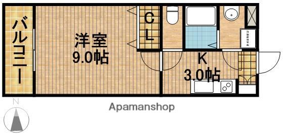 グレイスベル(1K/2階)の間取り写真