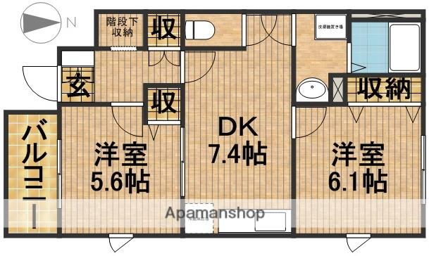 ボーノB(2DK/1階)の間取り写真