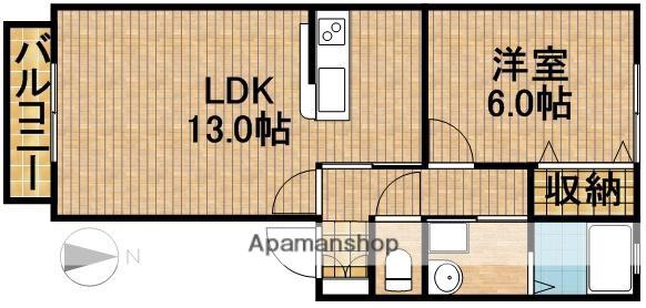 エクシード磐田(1LDK/1階)の間取り写真