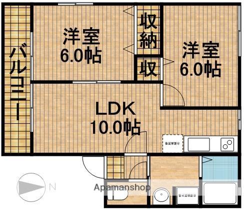 キアーロⅡ(2LDK/1階)の間取り写真