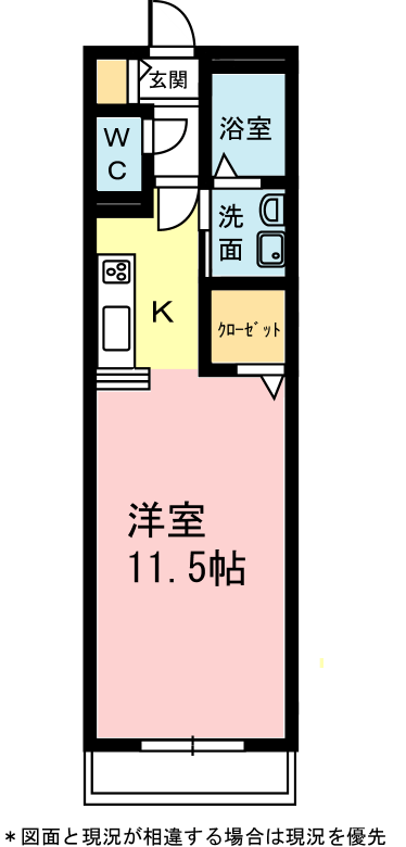 イーストワン(1K/1階)の間取り写真