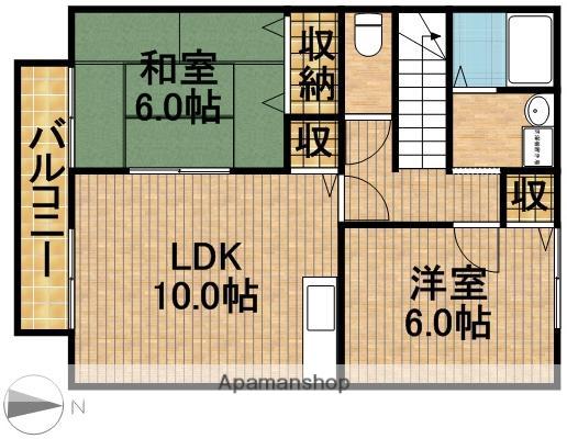 フェリーチェA(2LDK/2階)の間取り写真