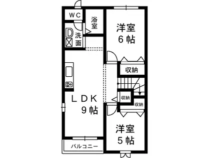 東海道本線 袋井駅 バス乗車時間：10分 木原バス停で下車 徒歩2分 2階建 築23年(2LDK/2階)の間取り写真