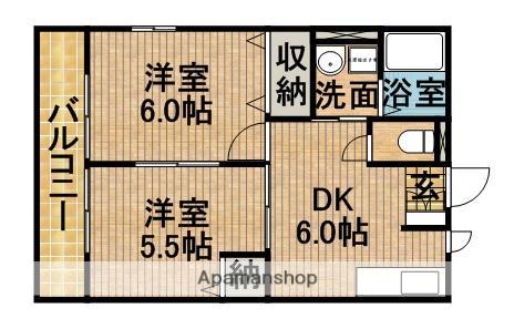 ダイエムⅠ(2DK/1階)の間取り写真