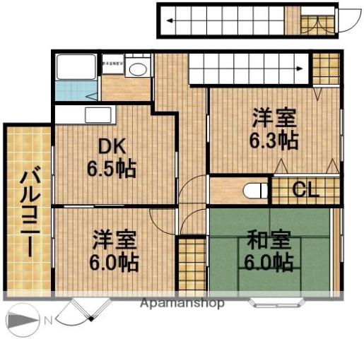 ハイステージ志都呂館Ⅲ(3DK/2階)の間取り写真