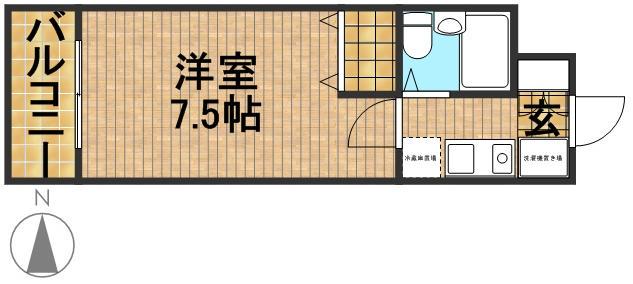 フォーラム和地山(1K/2階)の間取り写真