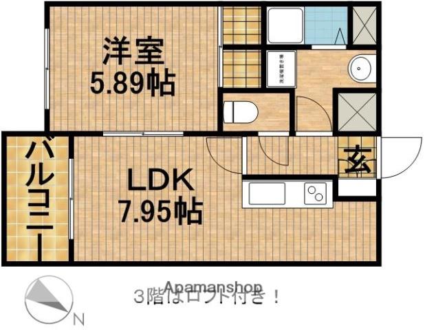 シャンツェ富塚(1DK/3階)の間取り写真