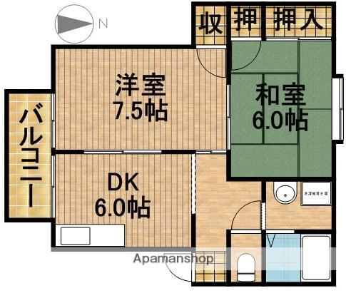 ハートリア(2DK/2階)の間取り写真