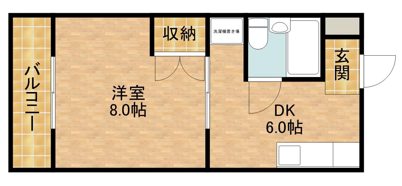 グリーンハイツ根洗(1DK/2階)の間取り写真