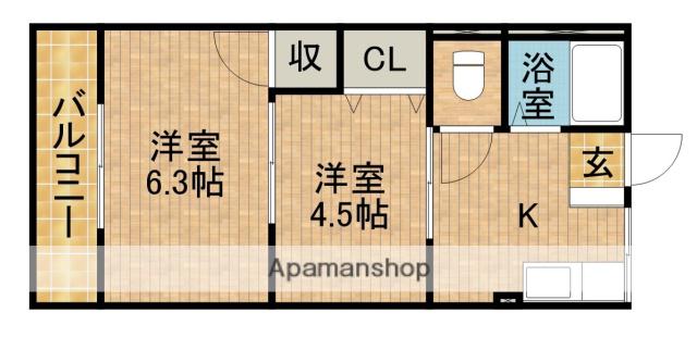 ジュネス(2K/2階)の間取り写真