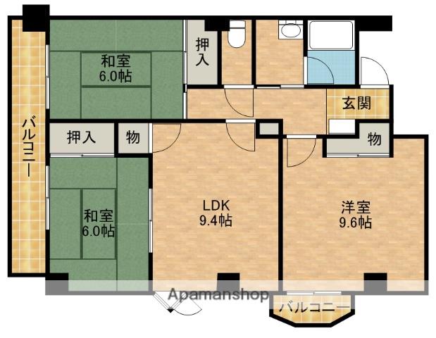 ホリホックイン和田(3DK/3階)の間取り写真