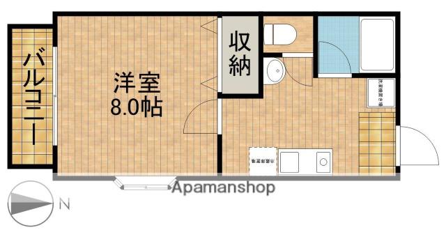 Kハウス(1DK/2階)の間取り写真