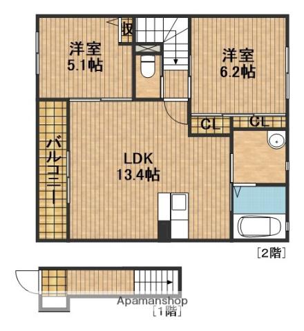 フレグランスM・D(2LDK/2階)の間取り写真