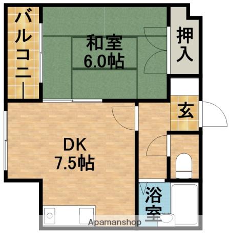 コナビック東伊場(1DK/3階)の間取り写真