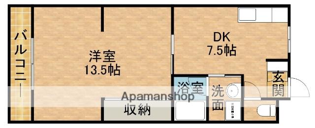 元魚ハイホーム(1DK/2階)の間取り写真