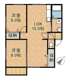 メゾントーマス1(2DK/2階)の間取り写真