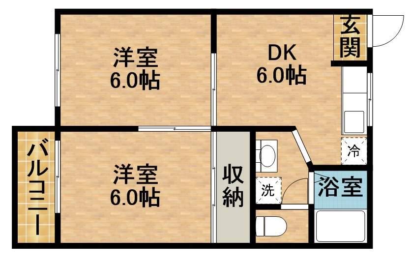 ドミールⅡ(2DK/2階)の間取り写真