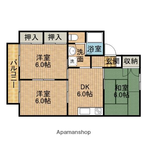 ヴィラソレール(3DK/1階)の間取り写真