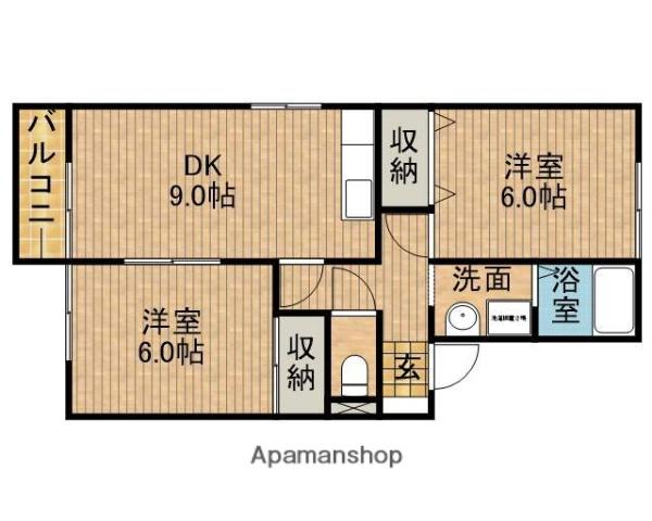 サンシャイン堀江Ⅱ(2DK/2階)の間取り写真