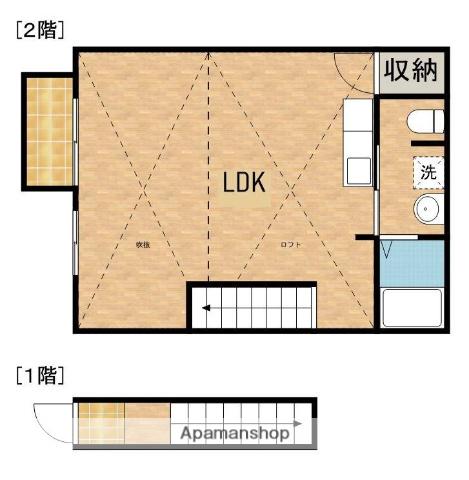 ノース VILLAGEⅠ(ワンルーム/2階)の間取り写真