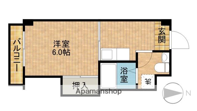 サンリバーハイツ(1K/4階)の間取り写真