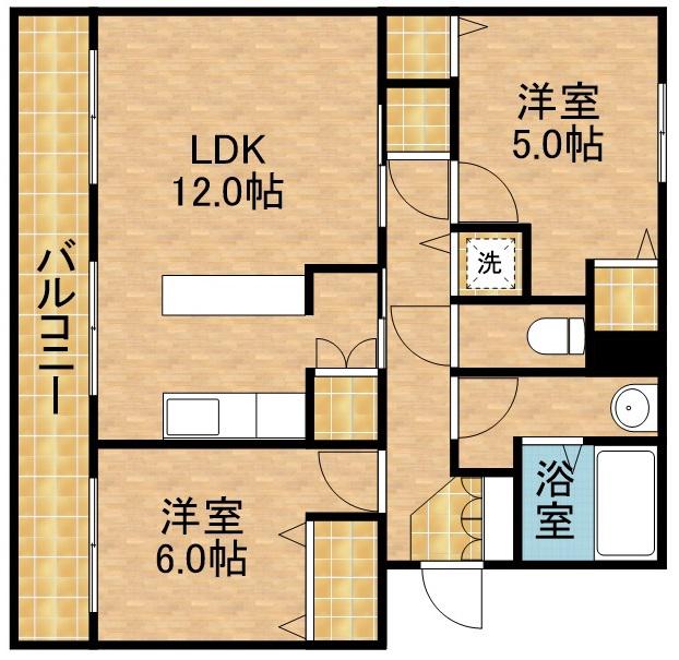 サンハイツ四ツ池A(2LDK/1階)の間取り写真