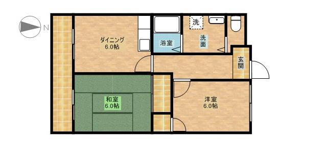ファミールひろの(2DK/1階)の間取り写真