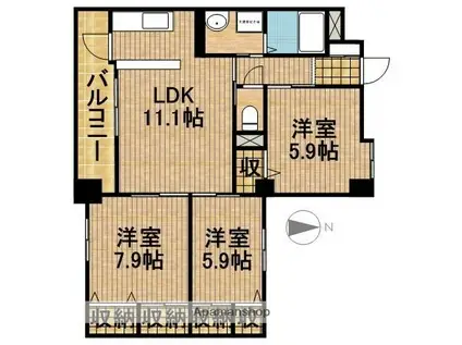 カーサベルデ(3LDK/3階)の間取り写真