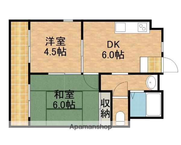GULUCK(2DK/3階)の間取り写真