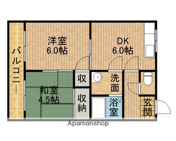 アヴェニュー上小杉(2DK/1階)の間取り写真