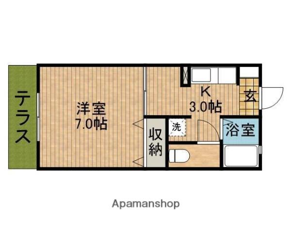 グリーンパレス(1K/1階)の間取り写真