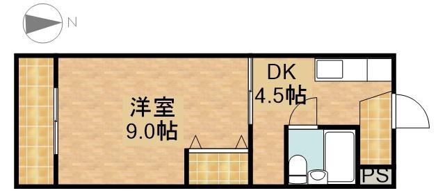 サンシャイン天王Ⅲ(1DK/1階)の間取り写真
