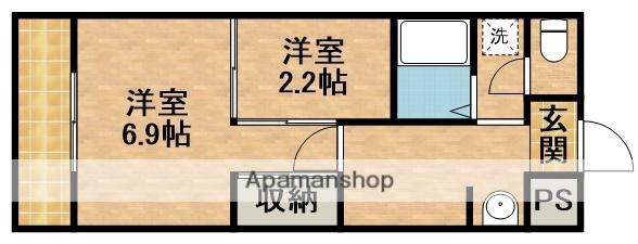 ゴールドサークル小松Ⅱ(1K/3階)の間取り写真