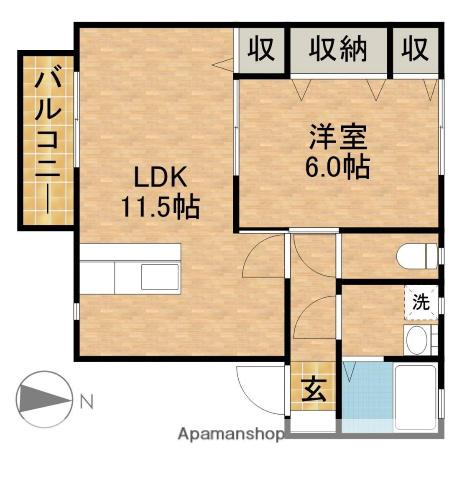 カームハイツⅢ(1LDK/2階)の間取り写真