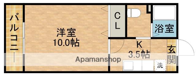 ハーヴェスト(1K/1階)の間取り写真