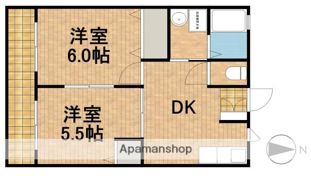 レオハイムB(2DK/2階)の間取り写真