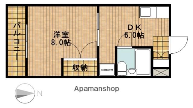 ドミール西野(1DK/2階)の間取り写真