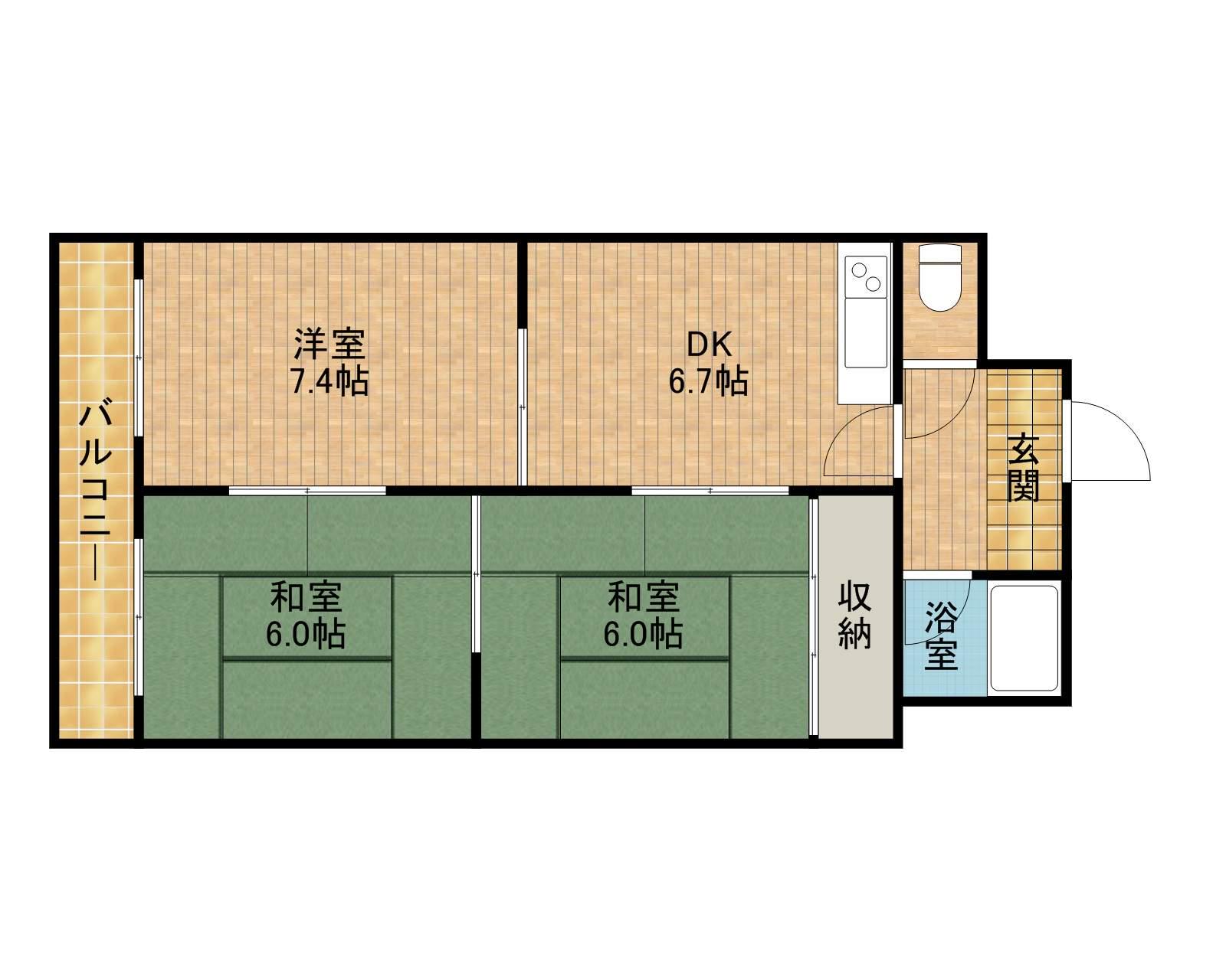 アソルティ伝馬町(3DK/6階)の間取り写真