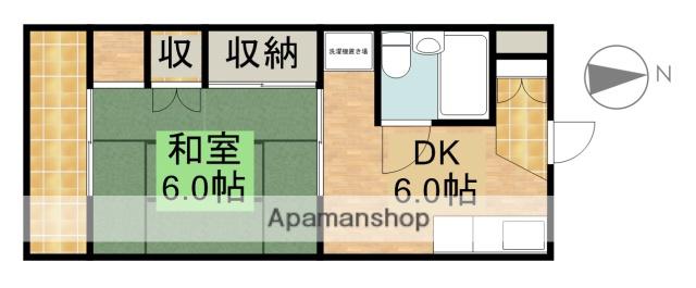ミーテルーチェ坪井Ⅱ(1DK/2階)の間取り写真
