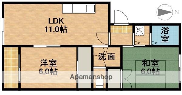上島キャステール(2LDK/2階)の間取り写真