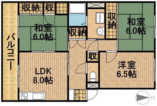 柔美和マンションはまぼう(3LDK/3階)の間取り写真