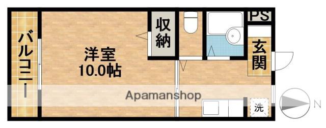フラットN(1K/1階)の間取り写真